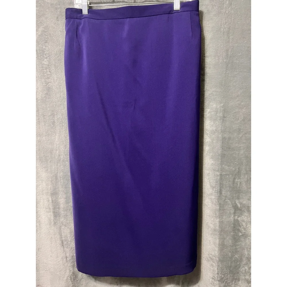 G.M.I. Woman Purple 2 Piece Skirt Suit 38W NWT Dickie Satin Trim Church Formal